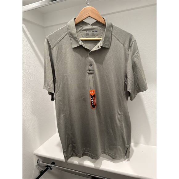 5.11 Tactical PERFORMANCE SHORT SLEEVE Enduro Flex POLO Tall Gray M - NWT - Picture 1 of 7